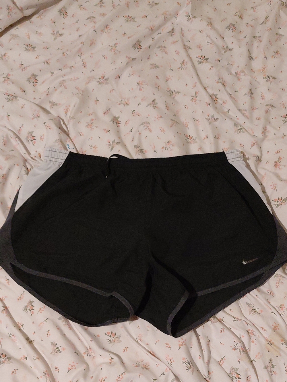 Nike Women's Black Athletic Shorts with White Side Inserts
